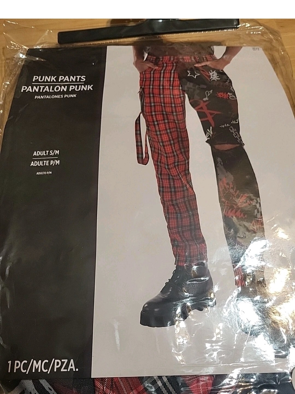 Punk Plaid Split-Style Men’s Pants - Red/Black